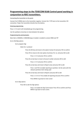 Texecom Premier 8168 Programming Steps