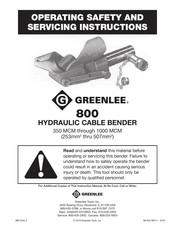 Greenlee 800 Operating Safety And Servicing Instructions