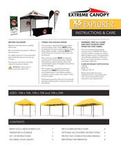 Extreme Canopy X5 RANGE Instructions & Care Manual