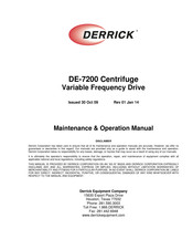 DERRICK DE-7200 Maintenance & Operation Manual