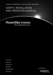 AVANCIS PowerMax Strong Safety, Installation, And Operation Manual