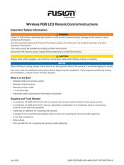 Garmin Fusion Wireless RGB LED Remote Control Instructions Manual