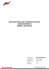 IMV VM-5011A Instruction Manuals