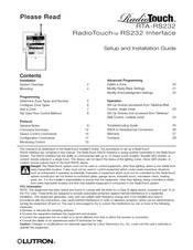 Lutron Electronics RadioTouch RTA-RS232 Setup And Installation Manual