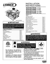 Lennox SGH120 Installation Instructions Manual