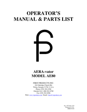 First Products AERA-vator AE80 Operator's Manual & Parts List