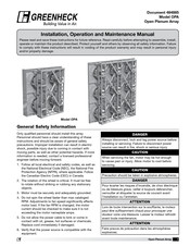 Greenheck OPA Installation, Operation And Maintenance Manual