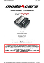 mods4cars smartTOP STLBMZ1 Operation And Programming