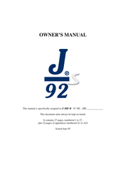 J/Boats J/92 S Owner's Manual