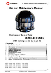 Klimawent SPARK-CHEM-200/1500/Ex Use And Maintenance Manual