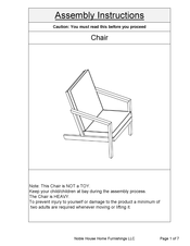 Noble House Home Furnishings Chair Assembly Instructions Manual