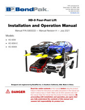 Bendpak HD-9 Series Installation And Operation Manual