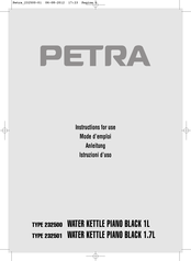 Petra 232501 Instructions For Use Manual