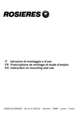 ROSIERES RHV 911 Instruction On Mounting And Use Manual