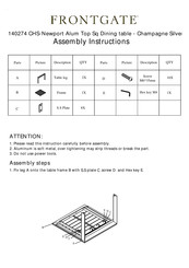 Frontgate Newport 140274 CHS Assembly Instructions
