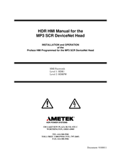 Ametek MP3 SCR DeviceNet Head Hdr Hmi Manual