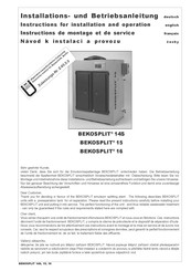 Beko BEKOSPLIT 15 Instructions For Installation And Operation Manual