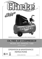 Clarke Air RANGER 7-550 Operation & Maintenance Instructions Manual