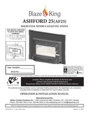 Blaze King ASHFORD 25 Operation & Installation Manual