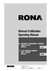 Rona 2001516 Operator's Manual