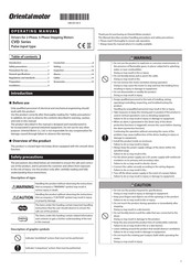 Orientalmotor CVD Series Operating Manual