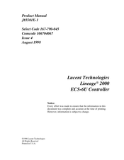 Lucent Technologies Lineage 2000 ECS-6U Product Manual