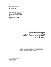 Lucent Technologies Galaxy Power System 2408 Product Manual
