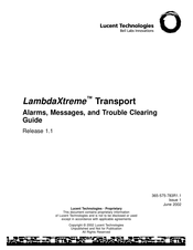 Lucent Technologies LambdaXtreme Alarm Messages And Trouble Clearing Manual