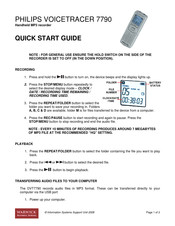 Philips VOICETRACER 7790 Quick Start Manual
