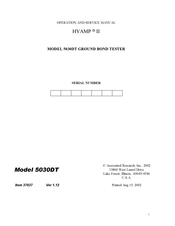 Associated Research HYAMP II 5030DT Operation And Service Manual