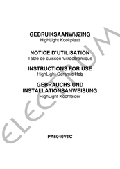 Electrum PA6040VTC Instructions For Use Manual