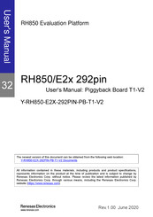 Renesas Y-RH850-E2X-292PIN-PB-T1-V2 User Manual