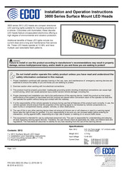 Ecco 3800 Series Installation And Operation Instructions Manual