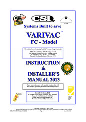 CSL VARIVAC FC Instruction & Installer's Manual