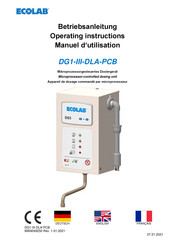 Ecolab DG1-III-DLA-PCB Operating Instructions Manual