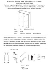 GFW MORITZ TWO MIRROR DOOR WALL MOUNTED CUPBOARD Assembly Instructions Manual