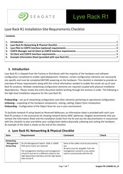 Seagate Lyve Rack R1 Installation Site Requirements Checklist