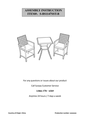 Sunjoy S-BS1147SST-B Assembly Instruction Manual