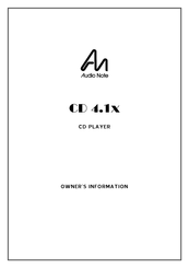 Audio Note CD 4.1x Owner's Information