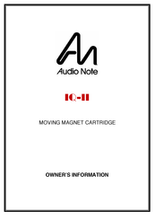 Audio Note IQ-III Owner's Information