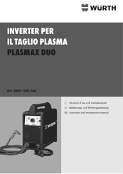 Würth PLASMAX DUO Instruction And Maintenance Manual