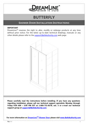 Dreamline BUTTERFLY Installation Instructions Manual