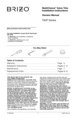 Brizo MultiChoice T60P Series Owner's Manual