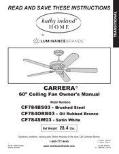 Luminance Brands kathy ireland HOME CARRERA CF784ORB03 Owner's Manual
