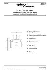 Spirax Sarco UTD26LA Installation And Maintenance Instructions Manual