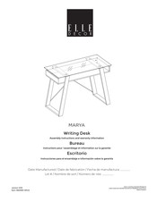 Elle Decor MARYA 19EDMD-SPCA Assembly Instructions And Warranty Information