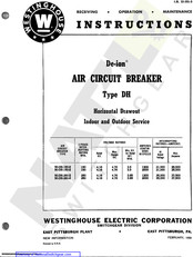 Westinghouse DH Instructions Manual