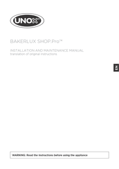 Unox BAKERLUX SHOP.Pro XEFT-06EU Installation And Maintenance Manual