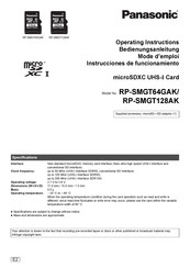 Panasonic RP-SMGT64GAK Operating Instructions Manual