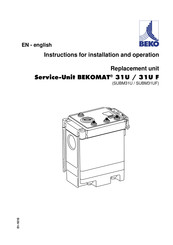 Beko BEKOMAT SUBM31U Instructions For Installation And Operation Manual